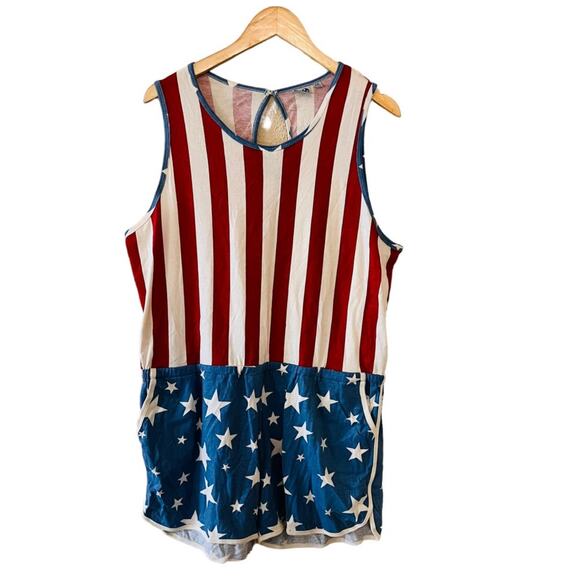 Junk Food July 4 USA Stars And Stripes Romper Size XXL - Picture 1 of 8
